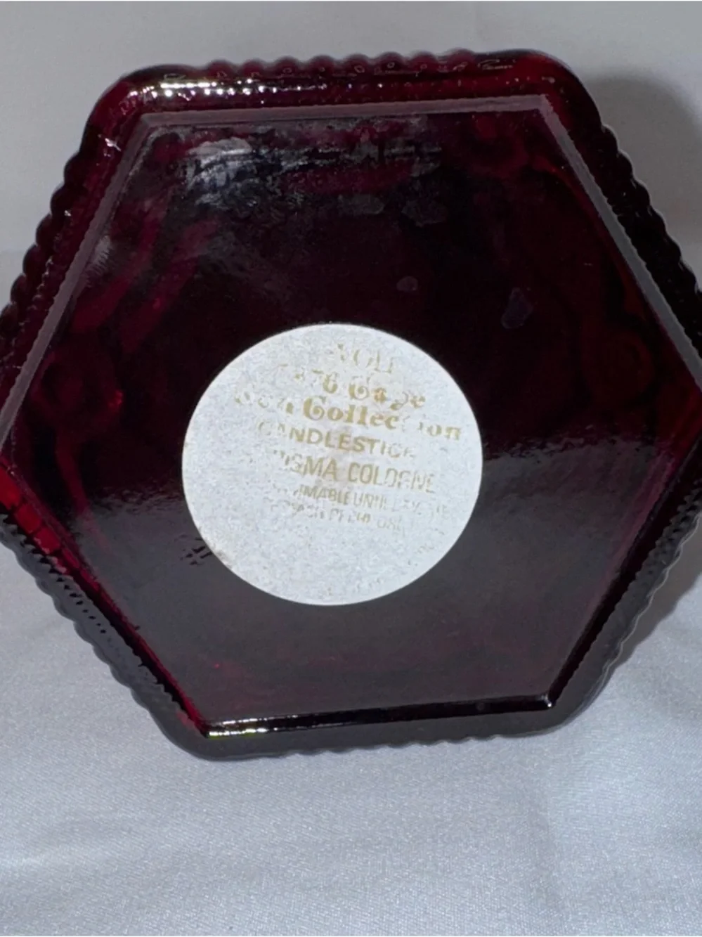 Vintage Avon Ruby Red Glass Candle Holder/Canister + Etched Rose Vase Set